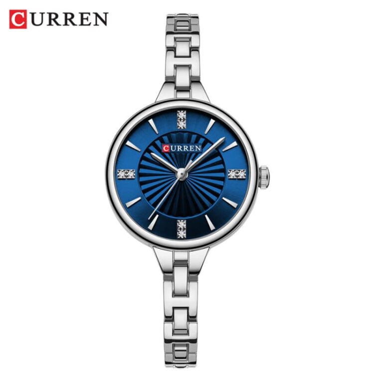 Ανακαλύψτε το Curren 9097 Silver, ένα κομψό γυναικείο ρολόι με ασημί, ατσάλινο μπρασελέ και στρογγυλό καντράν με διακοσμητικά στρας