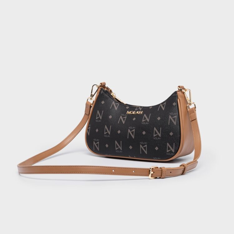 Ανακαλύψτε τη γυναικεία τσάντα Nolah Mona Brown Light Gold. Μια κομψή καφέ τσάντα ώμου και χιαστί με χρυσές λεπτομέρειες, ιδανική για κάθε σας εμφάνιση