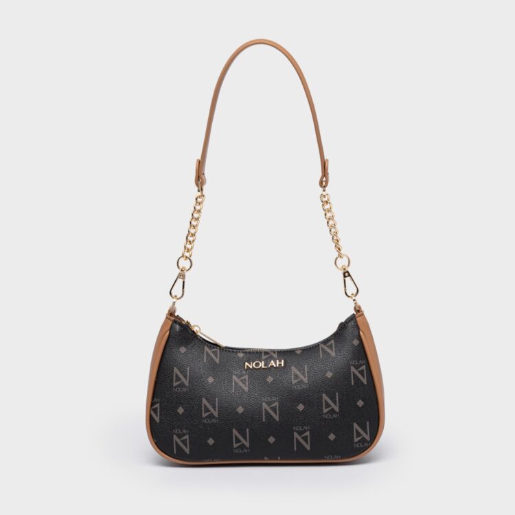 Ανακαλύψτε τη γυναικεία τσάντα Nolah Mona Brown Light Gold. Μια κομψή καφέ τσάντα ώμου και χιαστί με χρυσές λεπτομέρειες, ιδανική για κάθε σας εμφάνιση