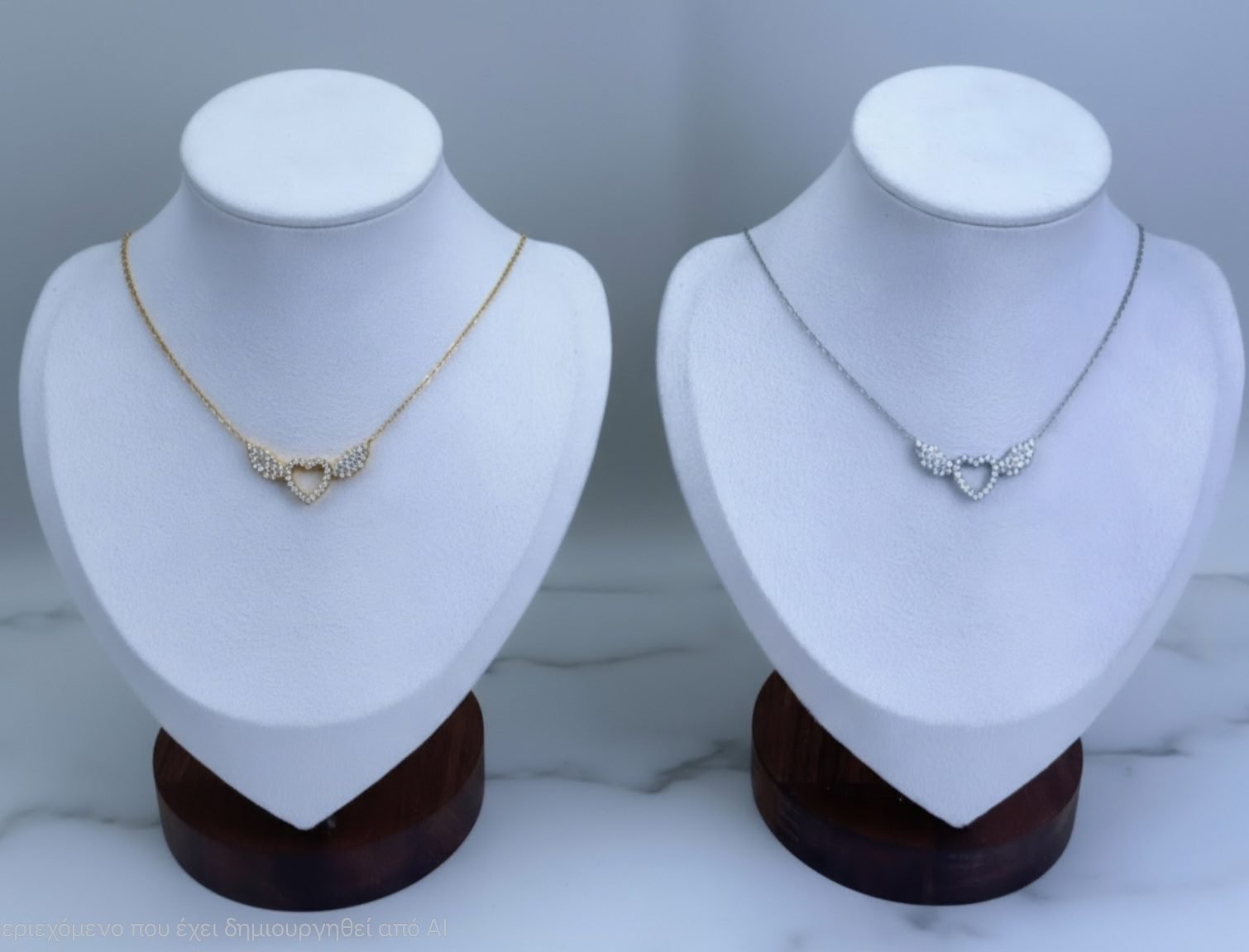 Seraphine Necklace κομψό κολιέ με καρδιά που κρατιέται από δύο φτερά και λαμπερά ζιργκόν. Διαθέσιμο σε χρυσό και ασημί, ιδανικό για κάθε εμφάνιση.