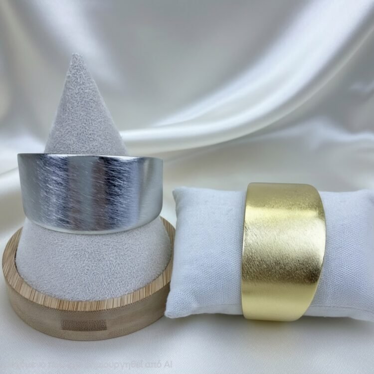 Ανακάλυψε το Sienna Cuff Bracelet, ένα μοντέρνο φαρδύ γυναικείο βραχιόλι με σατινέ υφή, διαθέσιμο σε χρυσή και ασημί απόχρωση στο Elysian GLOW.